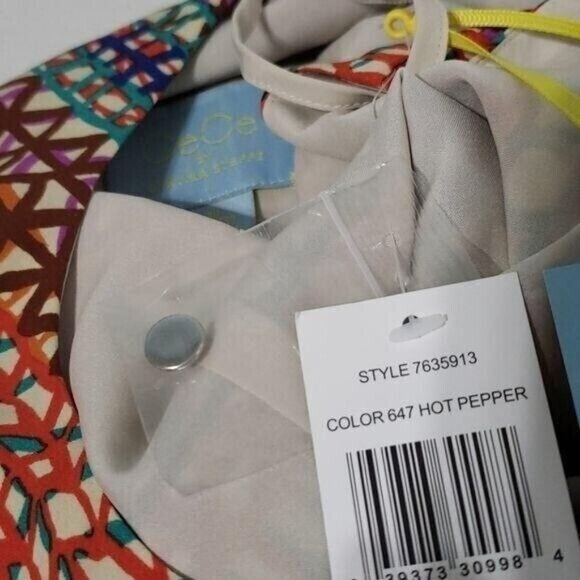 CeCe by Cynthia Steffe halter dress colorful high neck loose fit size 10 NEW - Picture 13 of 13